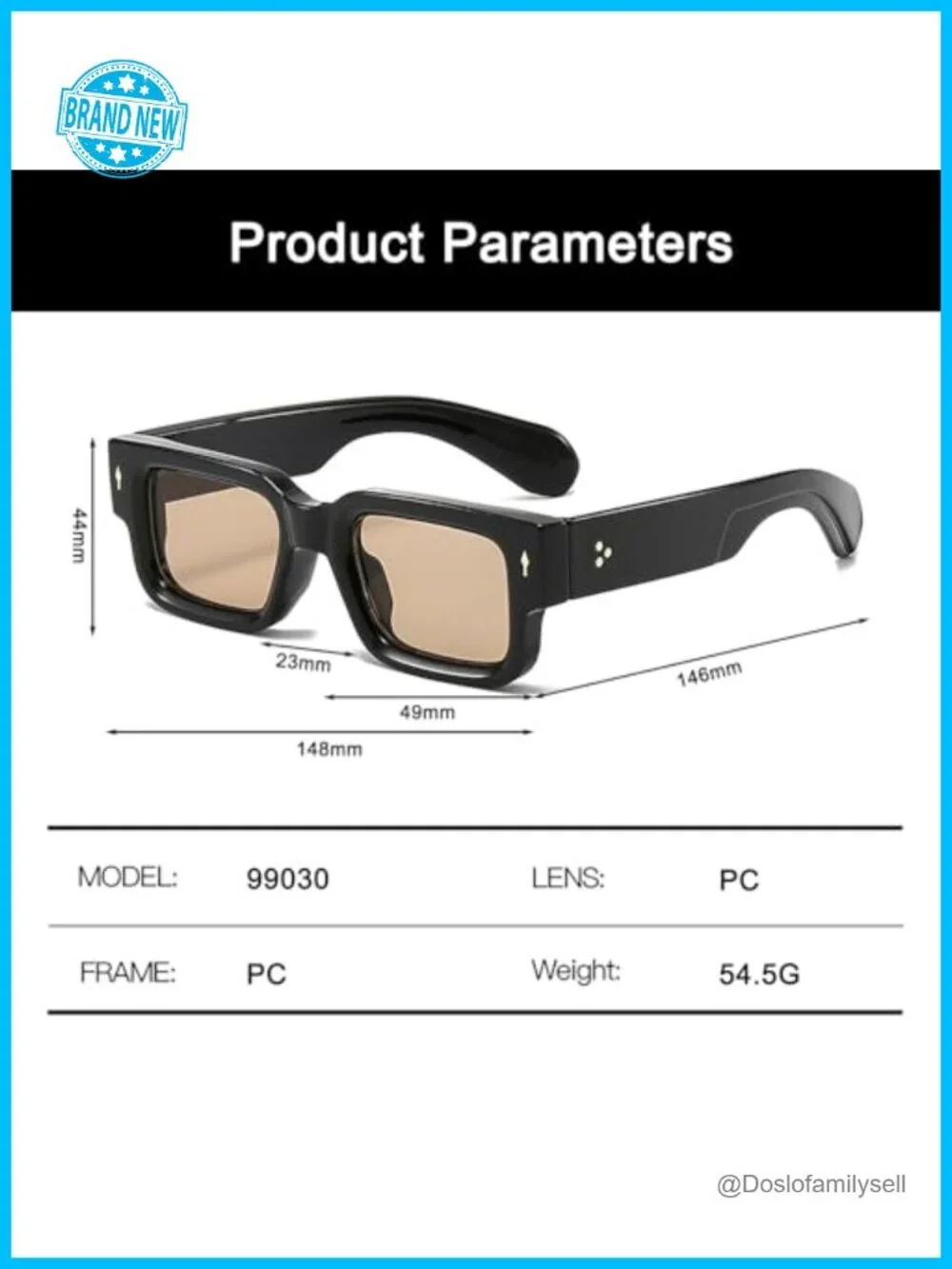 Chunky Rectangle Sunglasses UV400 Protection Unisex